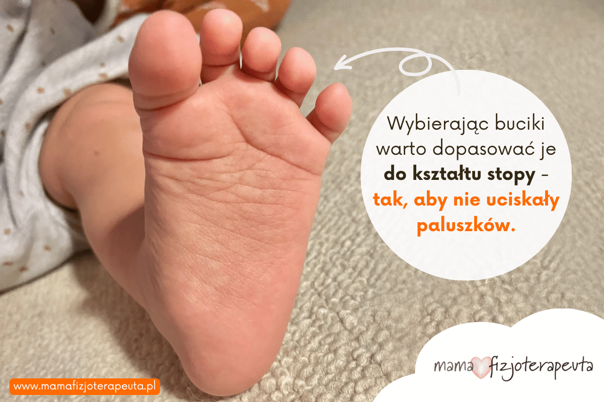 Stopa niemowlaka. Pierwsze buty. Kształt stopy.
