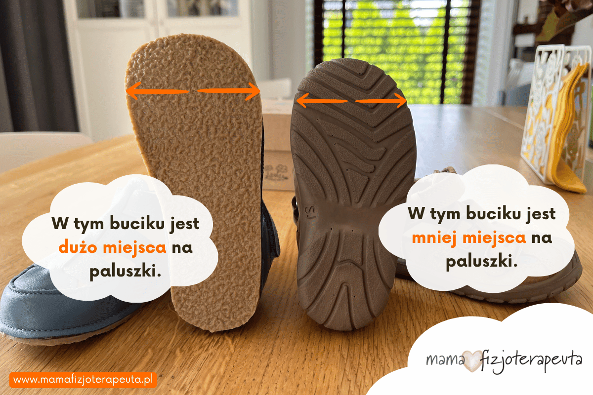 Buciki dla niemowlaka powinny być szerokie w paluszkach.